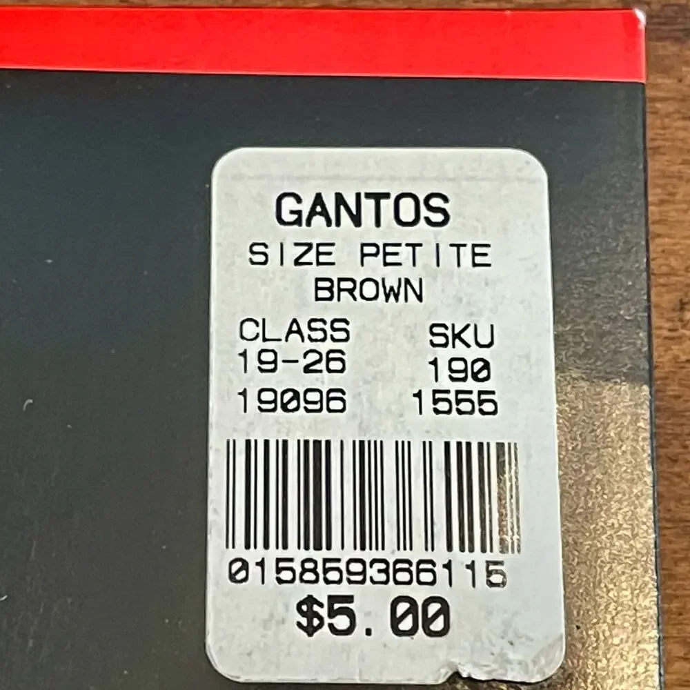 Gantos‎ Pantyhose Lycra Sheer Control Top Size: Petite Color:  Brown Sandalfoot